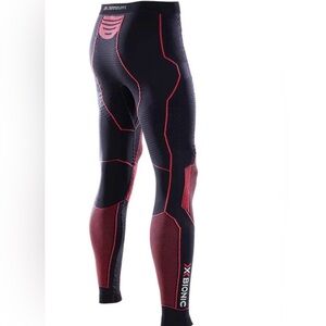 X-Bionic Black and Red Moto Energizer Effektor Compression Leggings Men Size S/M